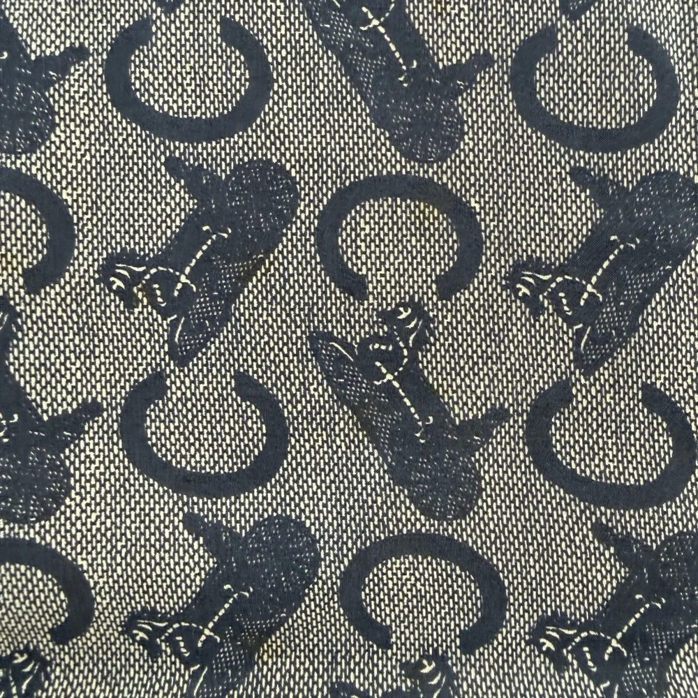 Celine Navy Blue Patterned Silk Scarf - Picture 3 of 5